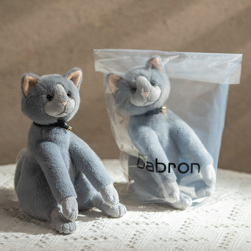 Dabron Gray Pleated Collar Female Simulated Kitten Doll Plush Toy