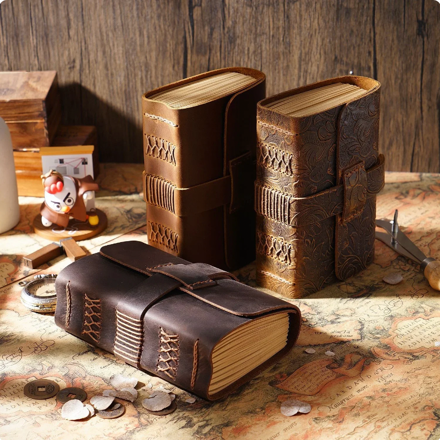 Handmade Genuine Leather Notebook Neutral Vintage Cowhide Notepad Creative Men Sketchboo