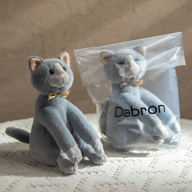 Dabron Gray Pleated Collar Female Simulated Kitten Doll Plush Toy