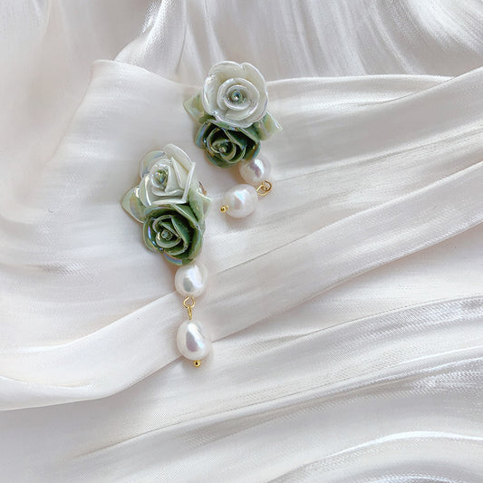 Niche Luxe with a Touch of Elegance Gardenia Baroque Pearl Earrings