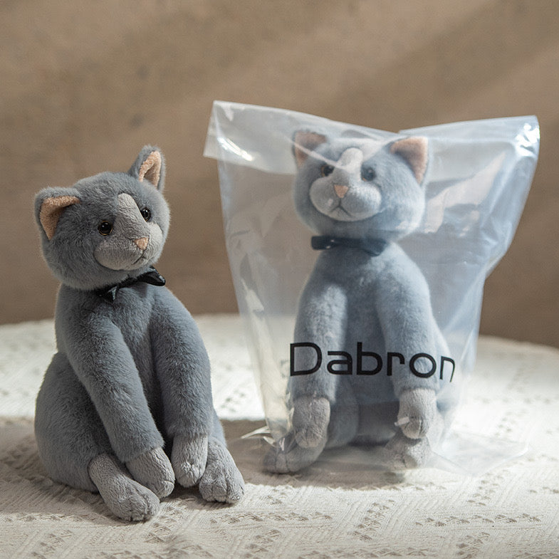 Dabron Gray Pleated Collar Female Simulated Kitten Doll Plush Toy