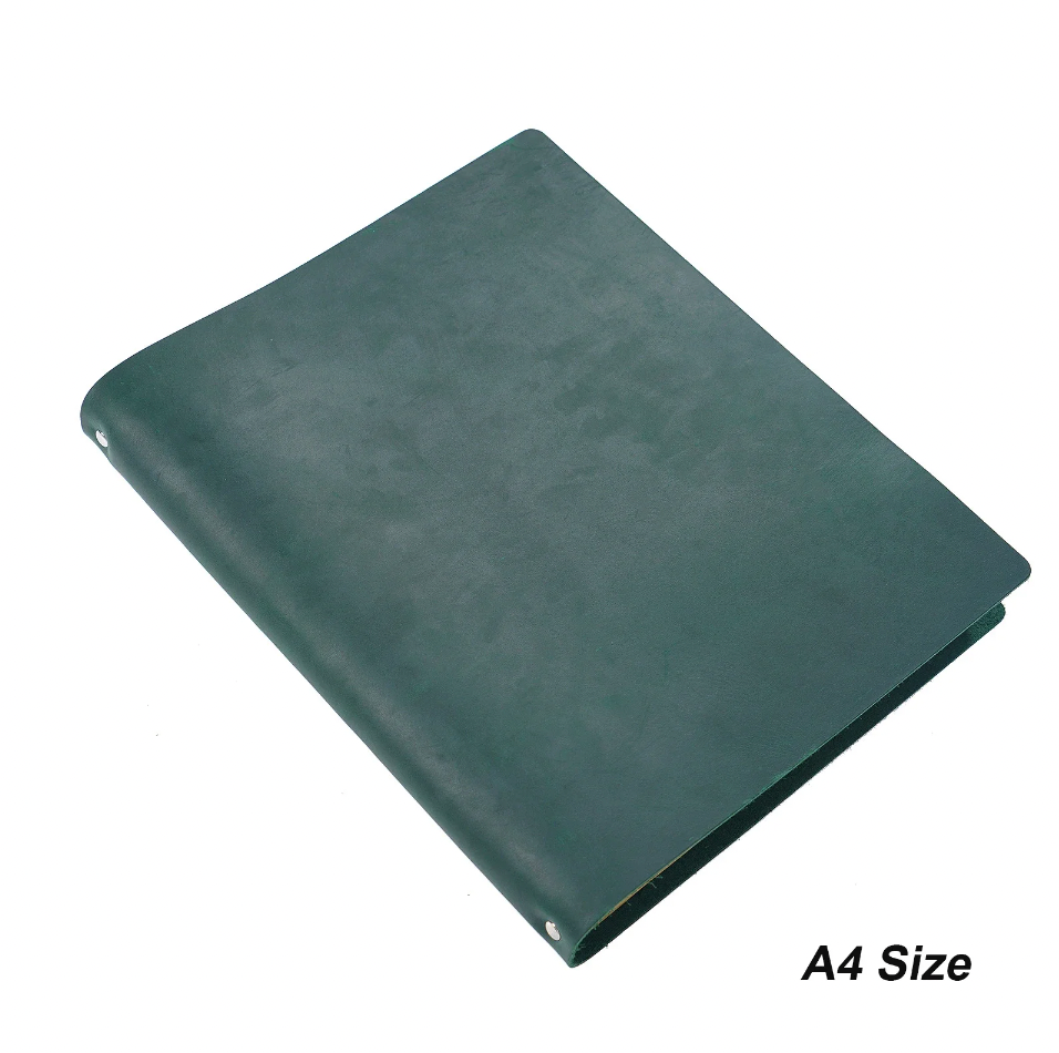 100% Genuine Leather A4 Size Ring Planner with 4 Holes Binder Retro Notebook Vertical Version Neutral Notepad Sketchbook