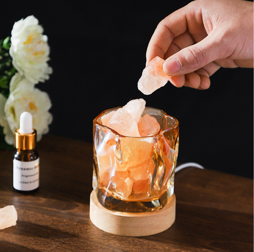 Rechargeable Aroma Lamp with Aromatherapy Essential Oil Diffuser Stone, Long-lasting Indoor Home Fragrance Crystal Ornament without Fire