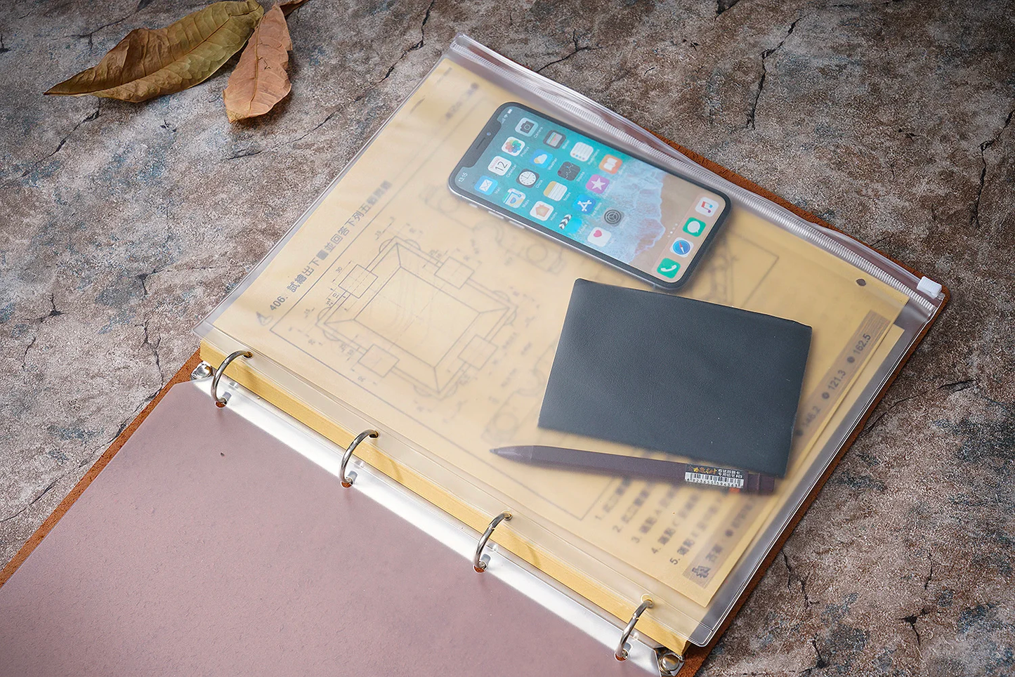 100% Genuine Leather A4 Size Ring Planner with 4 Holes Binder Retro Notebook Vertical Version Neutral Notepad Sketchbook