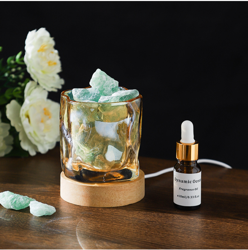 Rechargeable Aroma Lamp with Aromatherapy Essential Oil Diffuser Stone, Long-lasting Indoor Home Fragrance Crystal Ornament without Fire