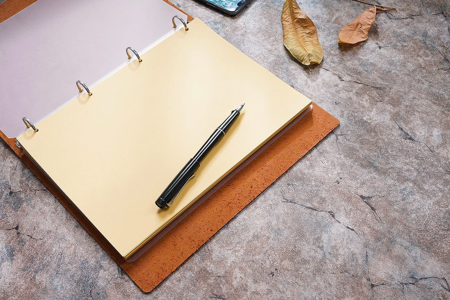 100% Genuine Leather A4 Size Ring Planner with 4 Holes Binder Retro Notebook Vertical Version Neutral Notepad Sketchbook