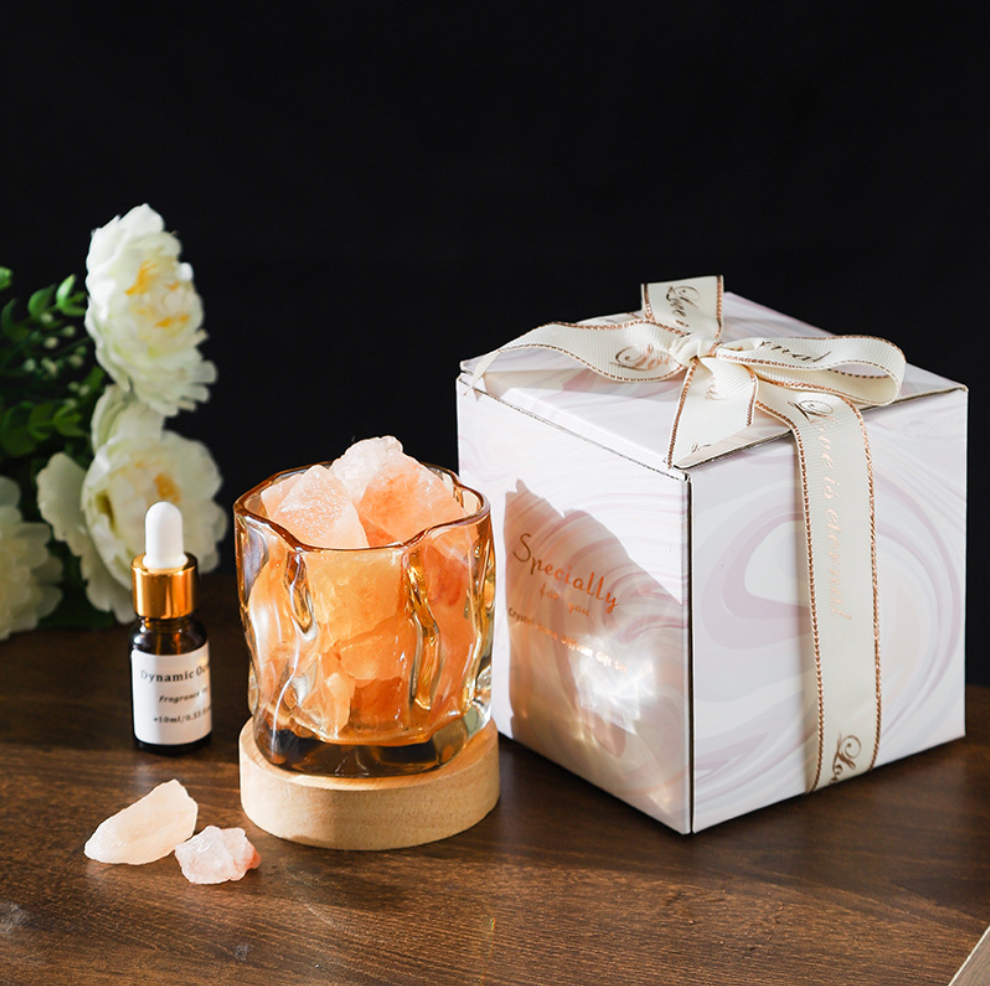 Rechargeable Aroma Lamp with Aromatherapy Essential Oil Diffuser Stone, Long-lasting Indoor Home Fragrance Crystal Ornament without Fire