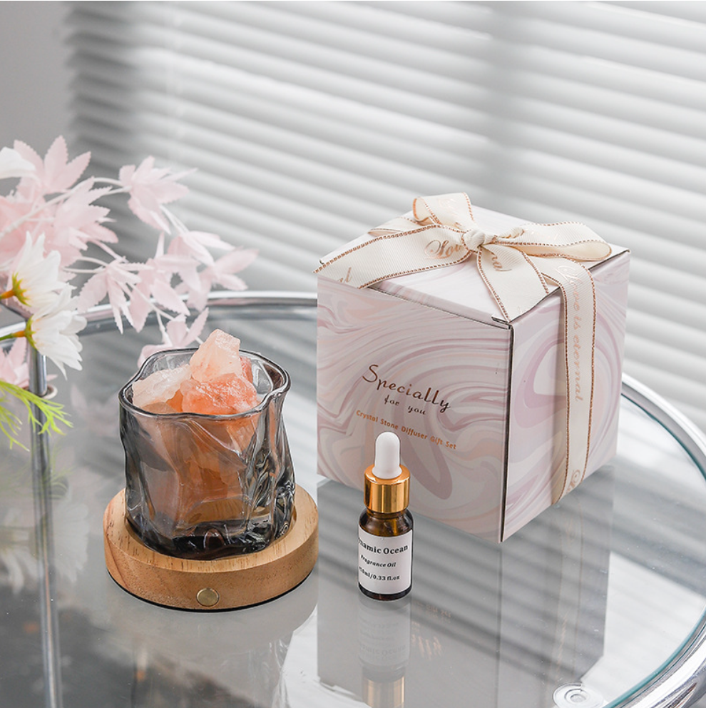 Rechargeable Aroma Lamp with Aromatherapy Essential Oil Diffuser Stone, Long-lasting Indoor Home Fragrance Crystal Ornament without Fire