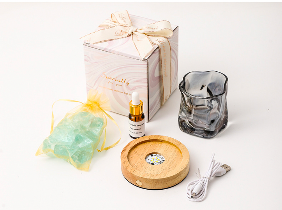 Rechargeable Aroma Lamp with Aromatherapy Essential Oil Diffuser Stone, Long-lasting Indoor Home Fragrance Crystal Ornament without Fire