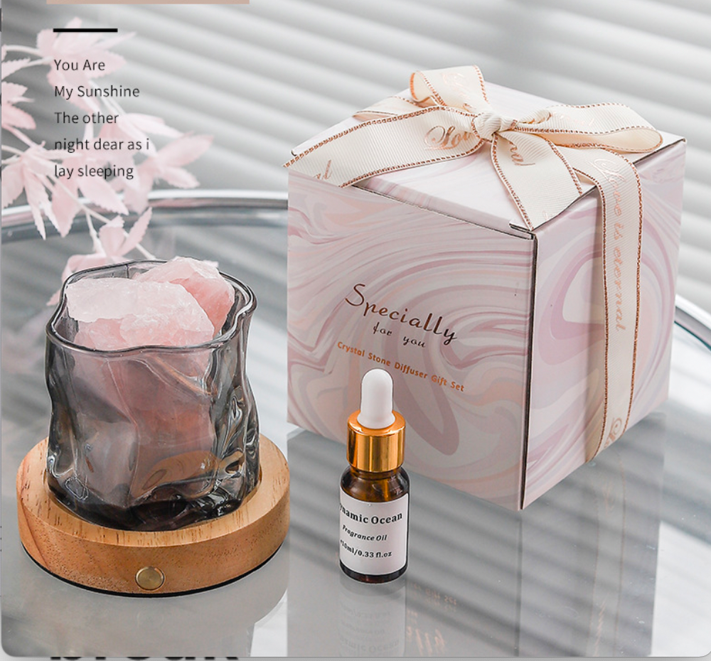 Rechargeable Aroma Lamp with Aromatherapy Essential Oil Diffuser Stone, Long-lasting Indoor Home Fragrance Crystal Ornament without Fire