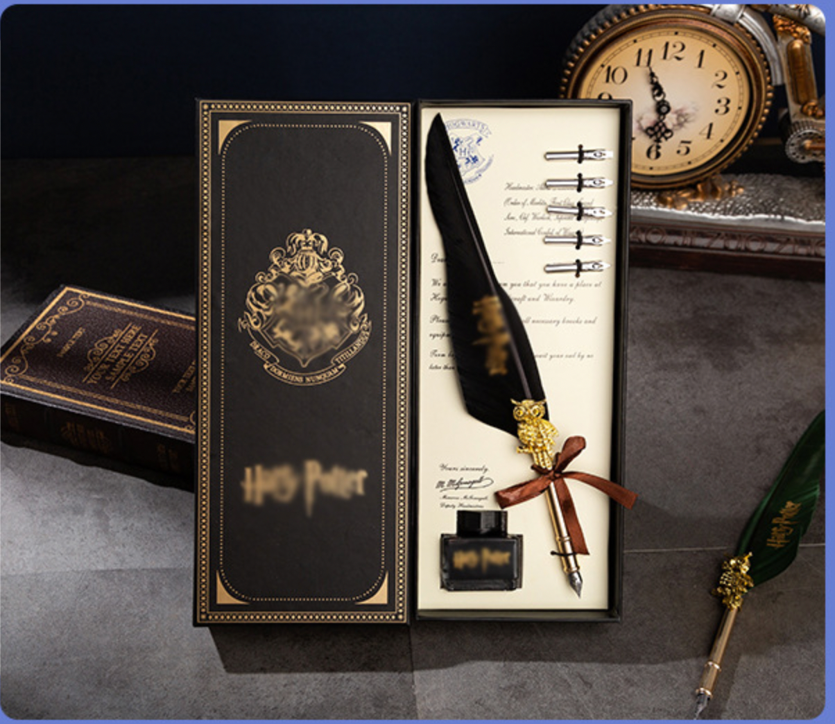 The Magic Academy Feather Dip Pen Gift Box Set Engraved Fountain Pen Birthday Gift for Dipping Ink Pen as a Gift