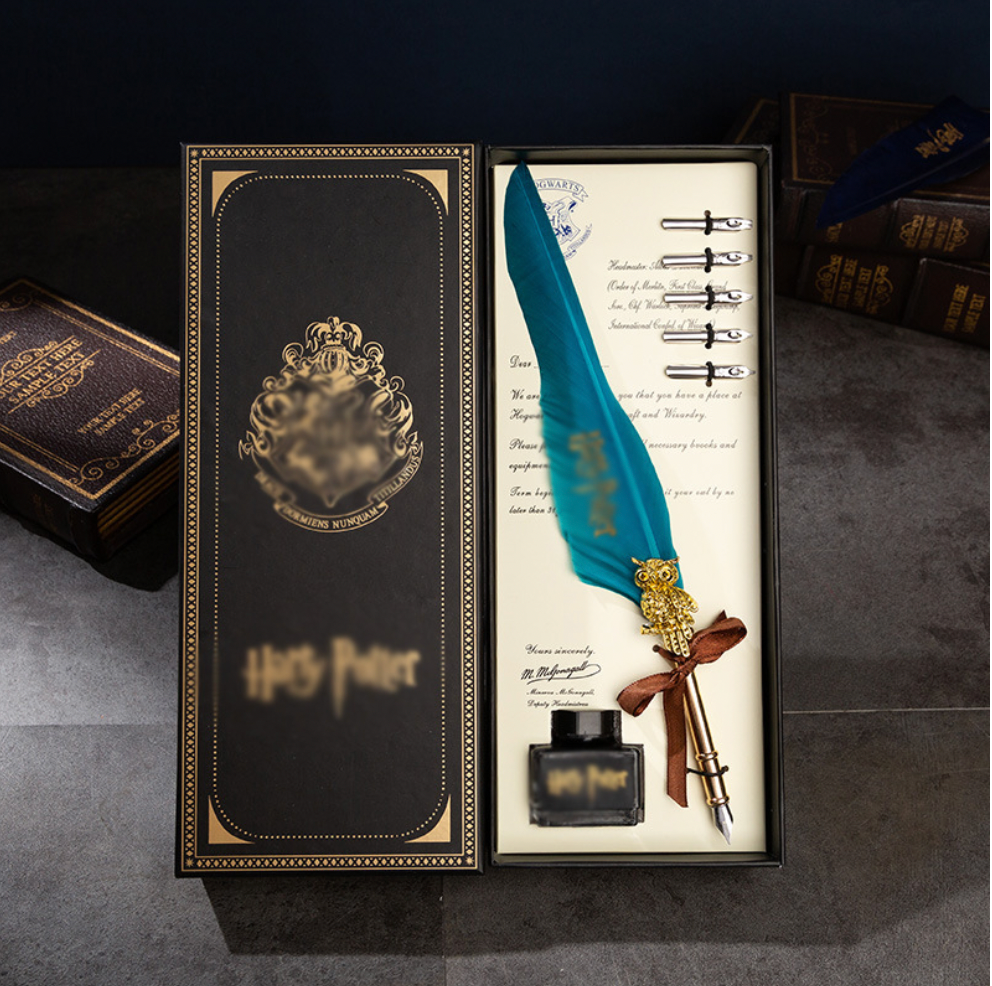 The Magic Academy Feather Dip Pen Gift Box Set Engraved Fountain Pen Birthday Gift for Dipping Ink Pen as a Gift