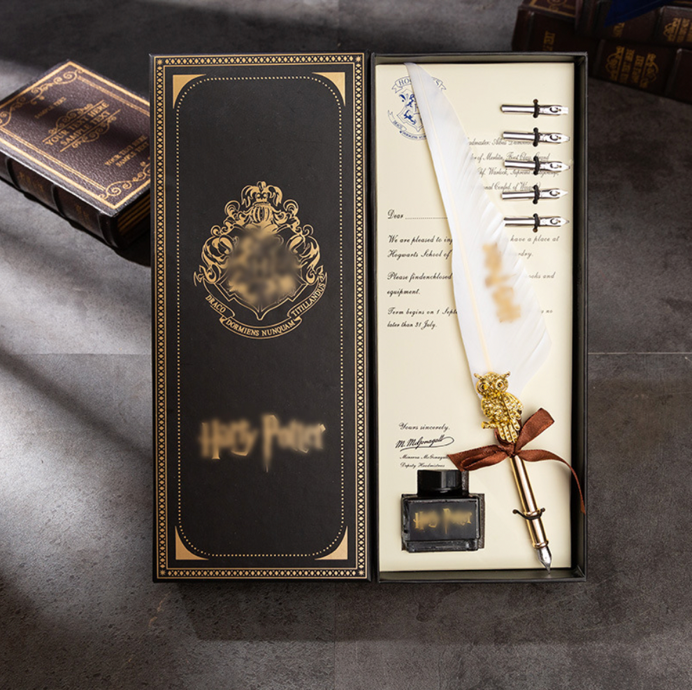 The Magic Academy Feather Dip Pen Gift Box Set Engraved Fountain Pen Birthday Gift for Dipping Ink Pen as a Gift