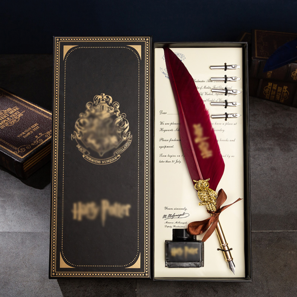 The Magic Academy Feather Dip Pen Gift Box Set Engraved Fountain Pen Birthday Gift for Dipping Ink Pen as a Gift