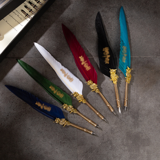 The Magic Academy Feather Dip Pen Gift Box Set Engraved Fountain Pen Birthday Gift for Dipping Ink Pen as a Gift