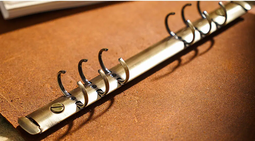 Top Fashion Genuine Leather Rings Notebook A5 Planner With Brass Binder Spiral Sketchbook Snap Button