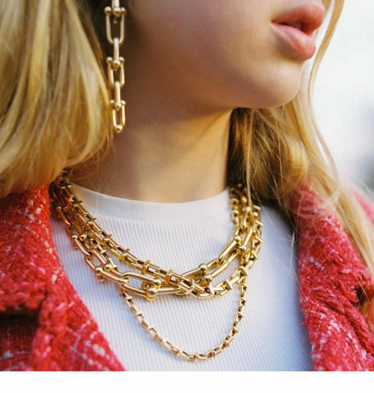 Chain-Embellished Short-Length Boutique Design Necklace