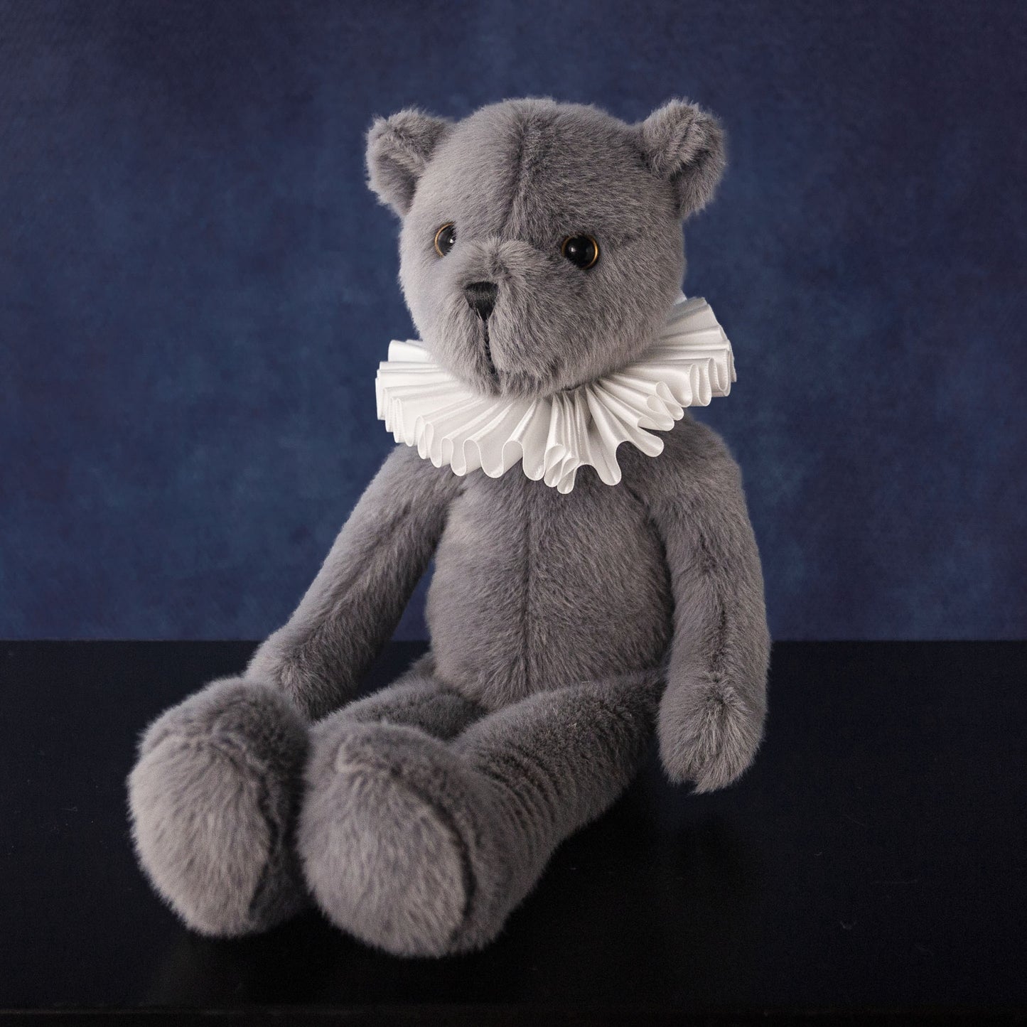 Dabron 30cm Gray Teddy Bear Doll, Original Vintage Plush Stuffed Toy with Rabbit Fur
