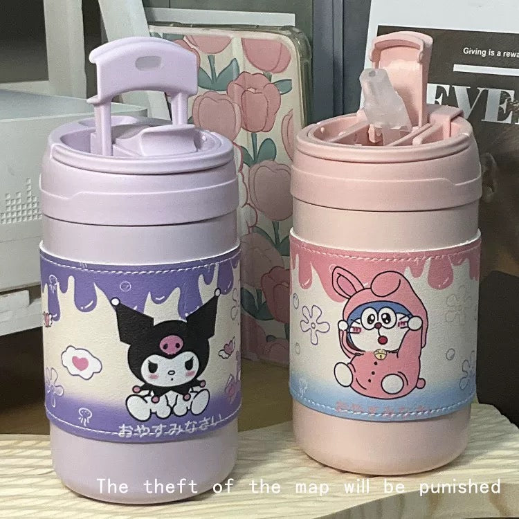 Sanrio Kuromi Anime Mug Coffee Cup  Double drinking straw coffee cup 500ml