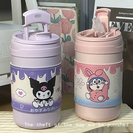 Sanrio Kuromi Anime Mug Coffee Cup  Double drinking straw coffee cup 500ml