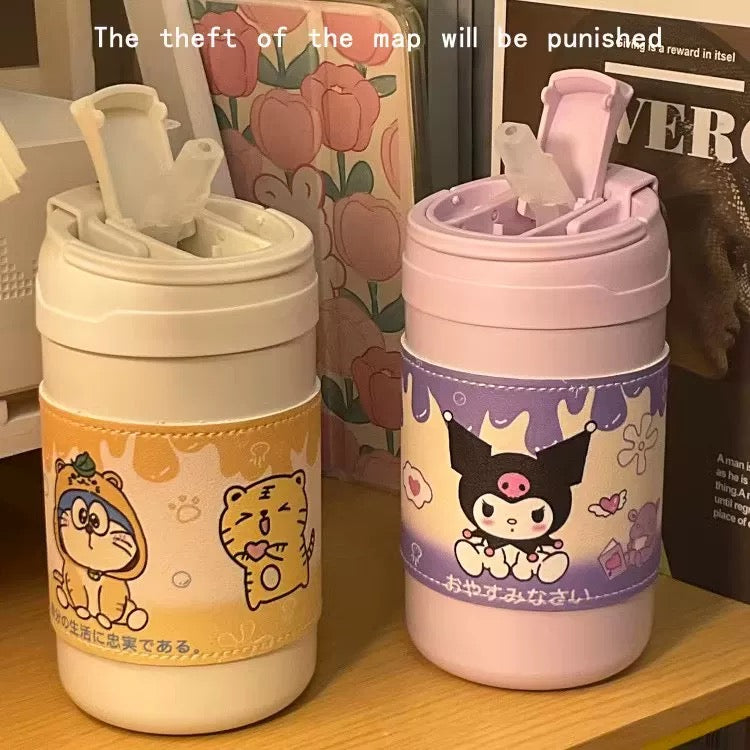 Sanrio Kuromi Anime Mug Coffee Cup  Double drinking straw coffee cup 500ml