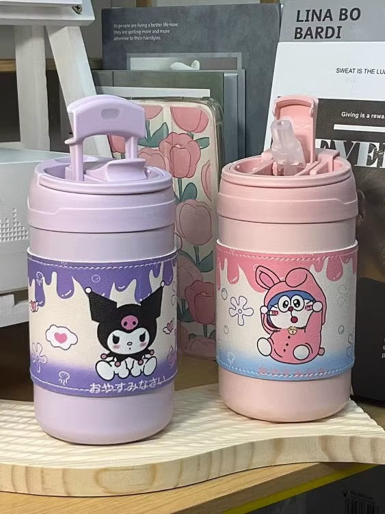 Sanrio Kuromi Anime Mug Coffee Cup  Double drinking straw coffee cup 500ml