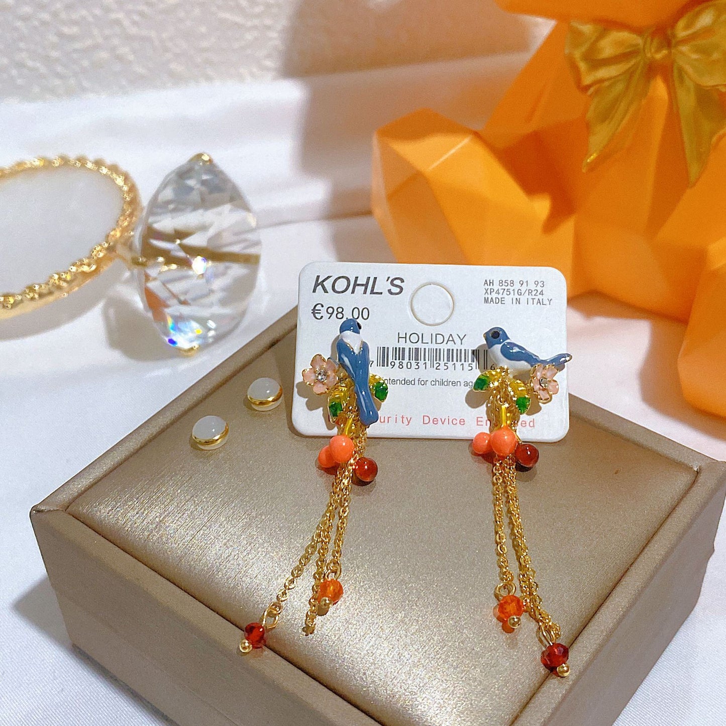 Enamel Bird Sweet and Exquisite Earrings with Colorful Fringes, Unique and Elegant
