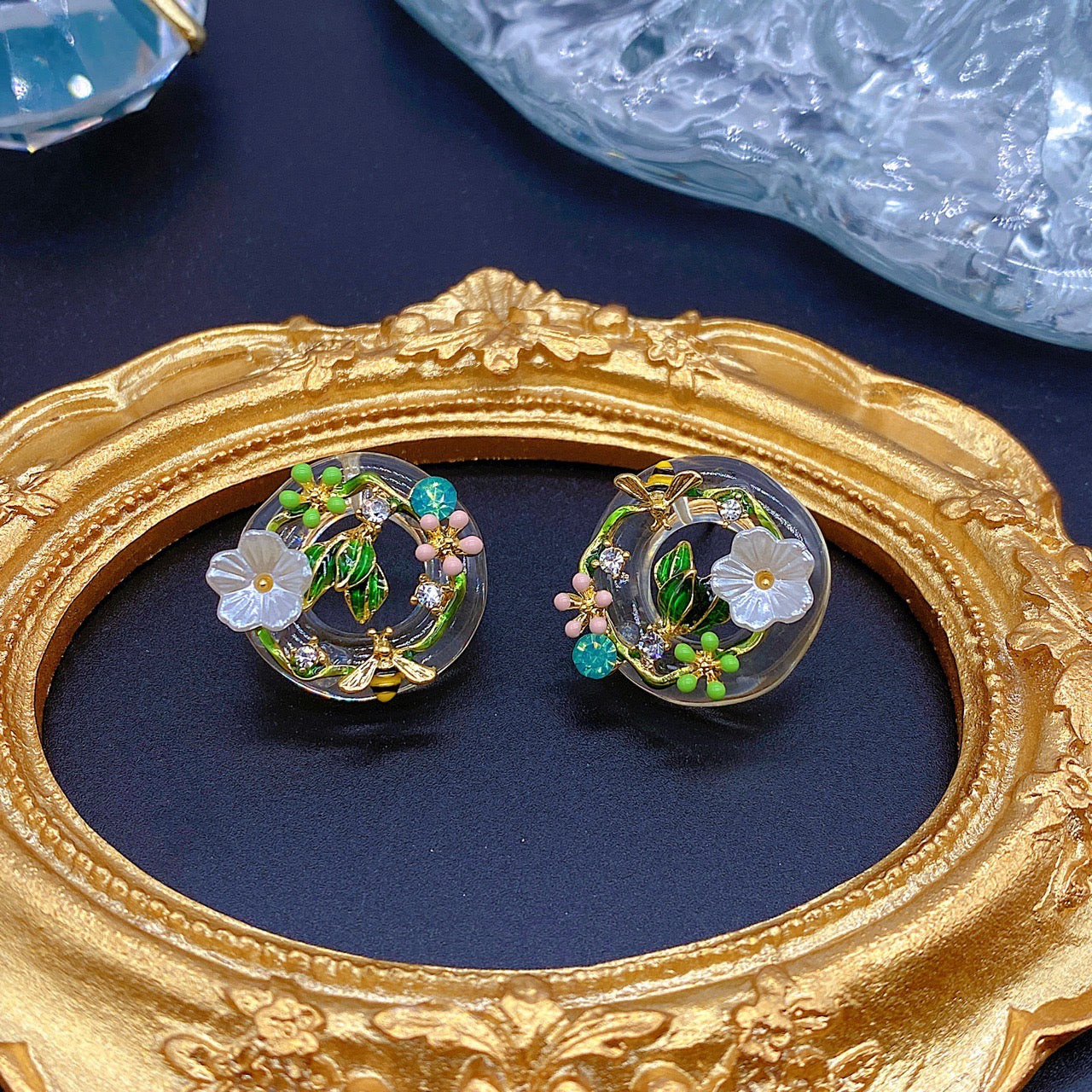Italian Chic Sweet Donut Shell Petal Fresh Enamel Earrings