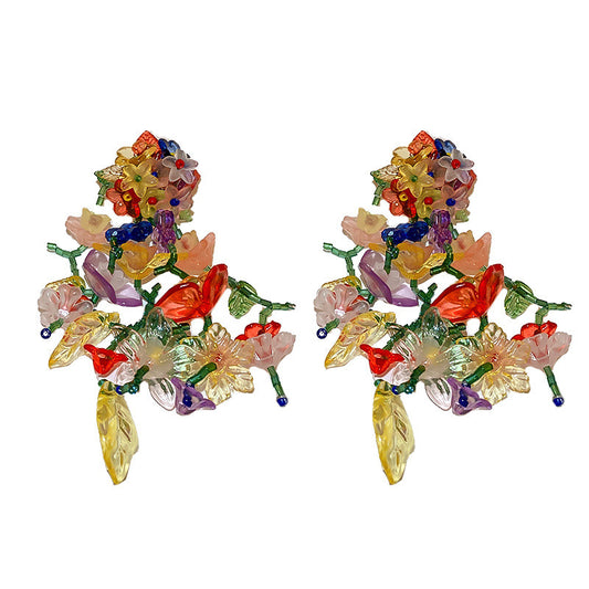 Burst of Blooms: Handcrafted Colorful Floral Tassel Earrings for the Summer Season - Expressive and Unique Ear Accessories