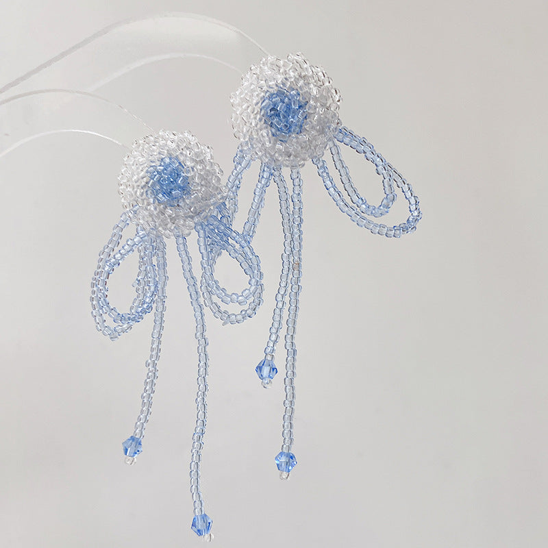Elegance with a Vintage Twist Summer Coolness Embodied in Beaded Rose Floral Tassel Earrings