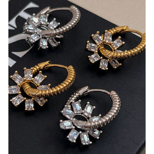Sunflower-Shaped Zirconia Minimalist Everyday Earrings