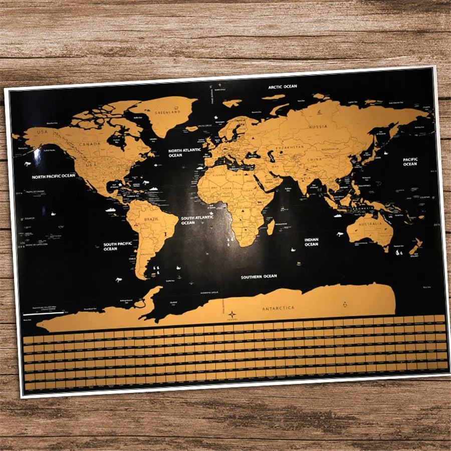Deluxe World Maps Poster with Flags, Scratch Maps Wall Painting 59X83 CM