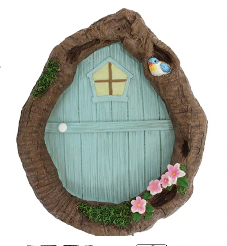 Fairy Door and Windows for Trees Glow in The Dark Wall Trees Lawn Ornament with Fairy Lamp Miniature Fairy House Window and Door