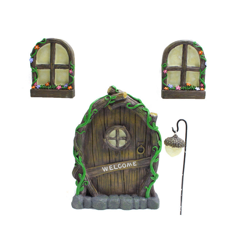Fairy Door And Windows For Trees Glow In The Dark Yard Art Sculpture Decoration