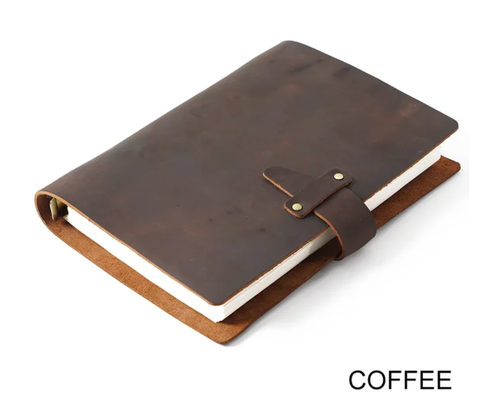 High Quality Rustic Genuine Leather Rings Notebook A5 Spiral Diary Brass Binder Journal Sketchbook Agenda Planner Stationery