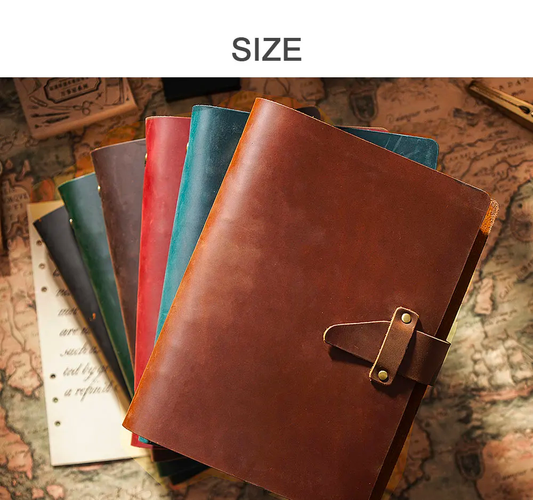 High Quality Rustic Genuine Leather Rings Notebook A5 Spiral Diary Brass Binder Journal Sketchbook Agenda Planner Stationery