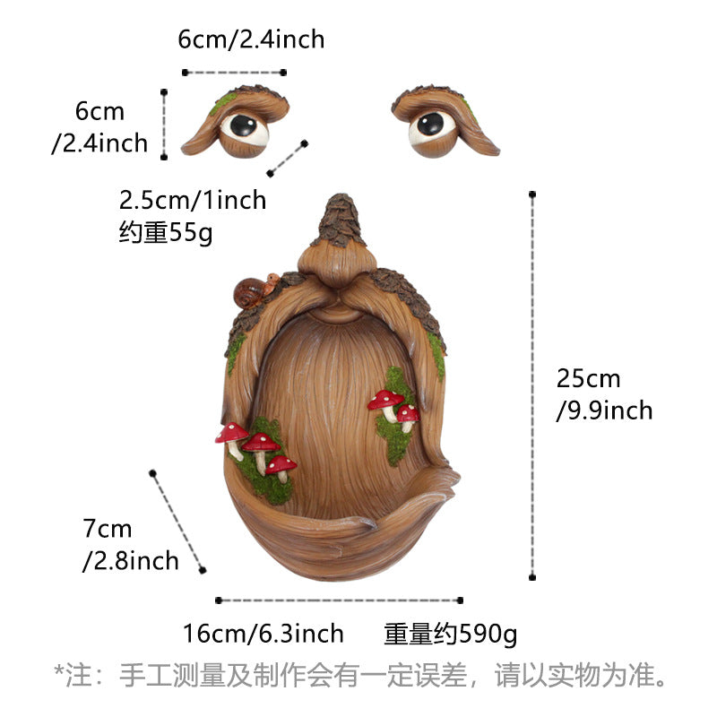 Outdoor Mushroom Tree Face Decoration Bird Feeder