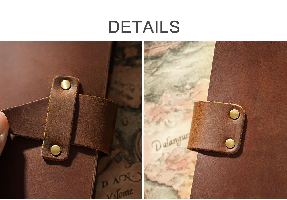High Quality Rustic Genuine Leather Rings Notebook A5 Spiral Diary Brass Binder Journal Sketchbook Agenda Planner Stationery