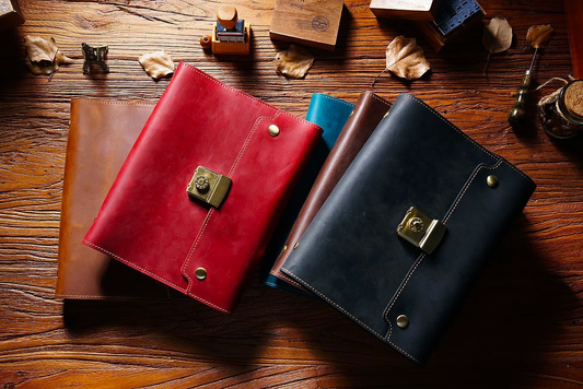 Cowhide A5 Rings Planner Retro Password Book with Lock Diary