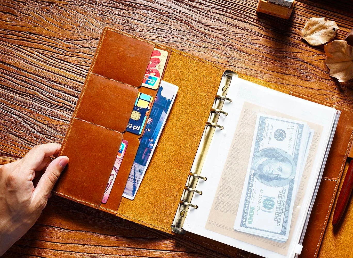 Cowhide A5 Rings Planner Retro Password Book with Lock Diary