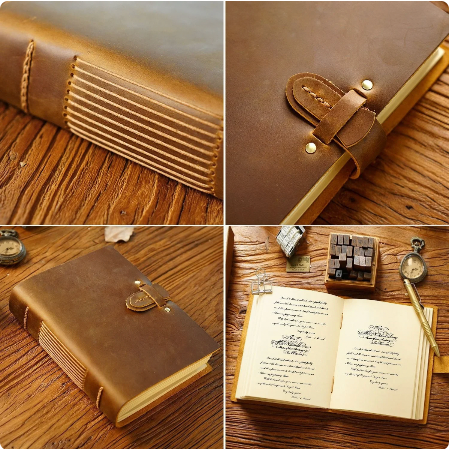 Handmade Leather Notebook Neutral Vintage Cowhide Notepad Creative Sketchbook Diary Notebook