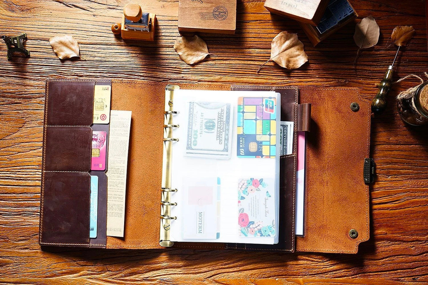 Cowhide A5 Rings Planner Retro Password Book with Lock Diary