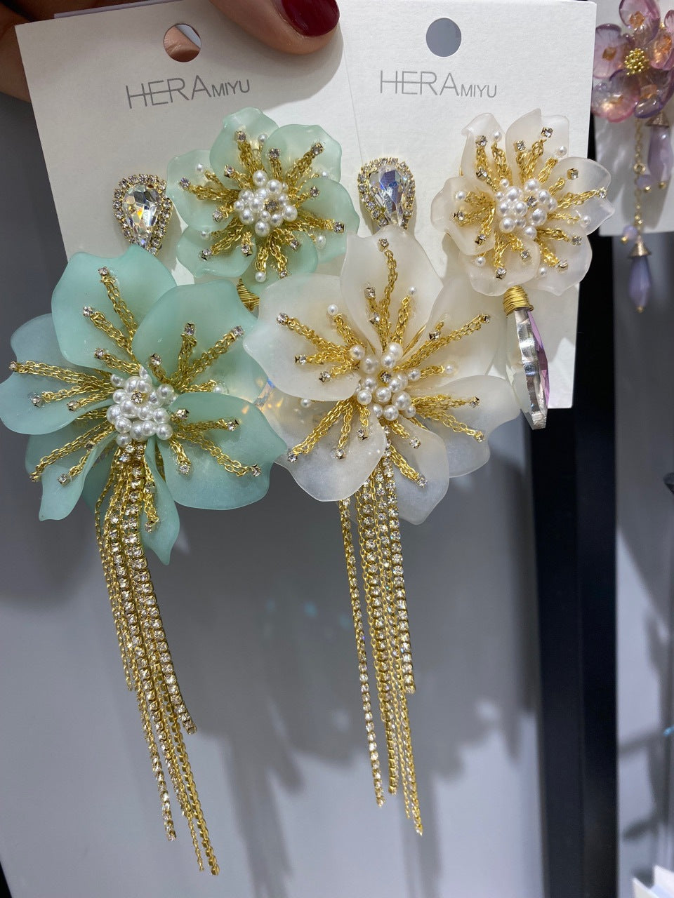 Super Heavyweight Handcrafted AB Petal Tassel Earrings with 925 Silver Needles
