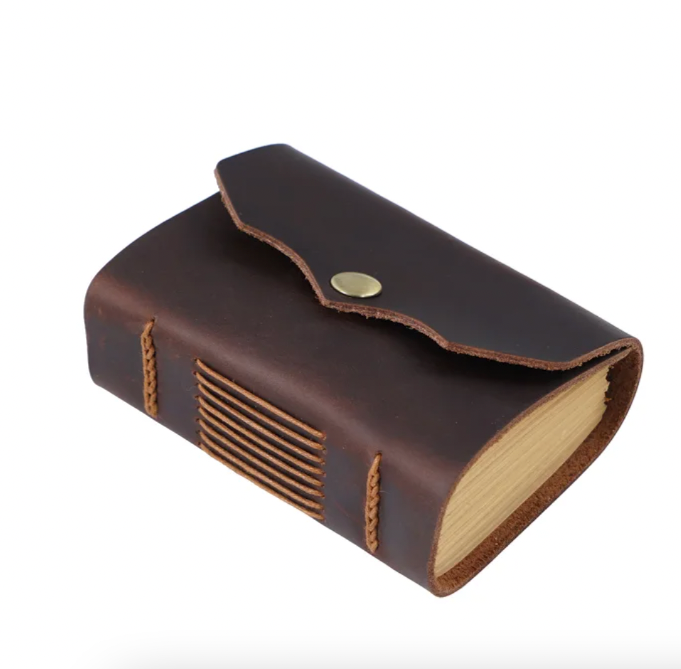 Leather Pocket Size Portable Notepad Retro Unisex Notebook Handmade Cowhide Small Diary Neutral Graffiti Book Planner