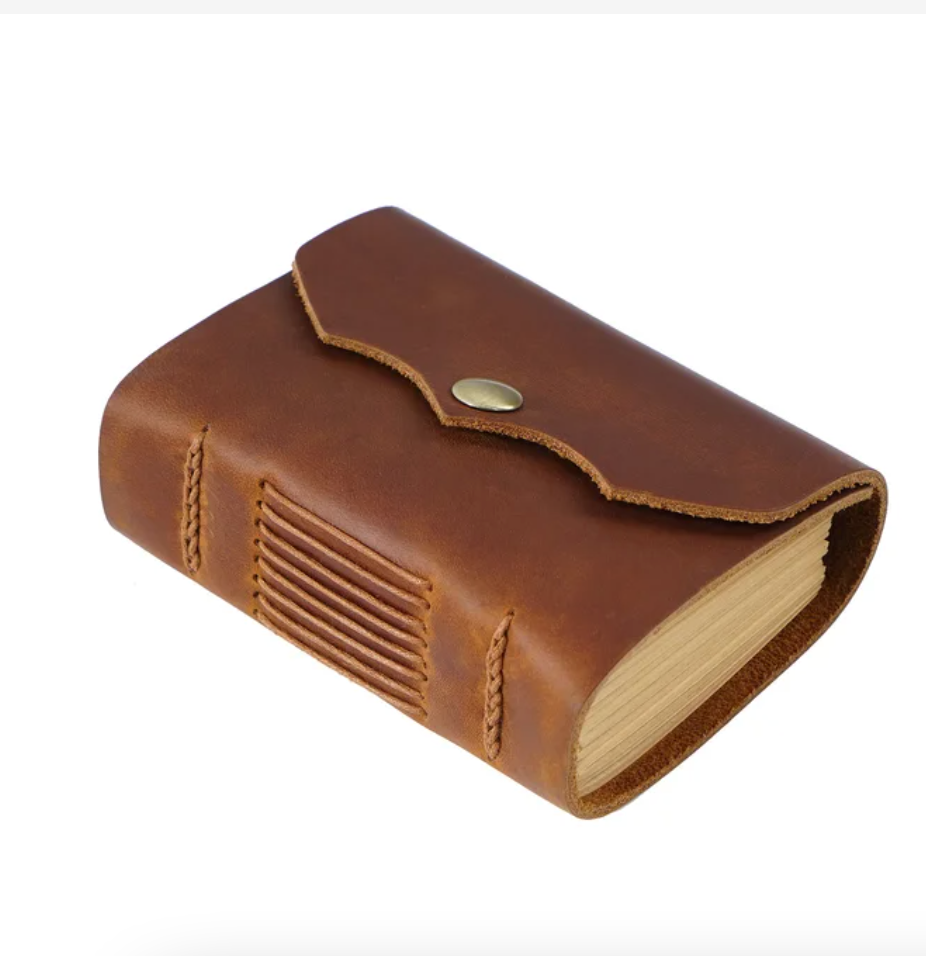 Leather Pocket Size Portable Notepad Retro Unisex Notebook Handmade Cowhide Small Diary Neutral Graffiti Book Planner