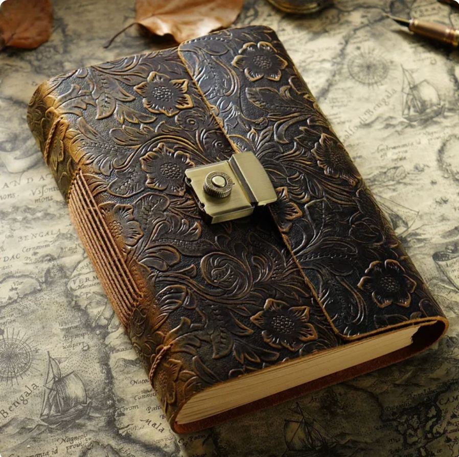 Leather Sketchbook Retro Diary unisex Student A5 Size Password Notebook