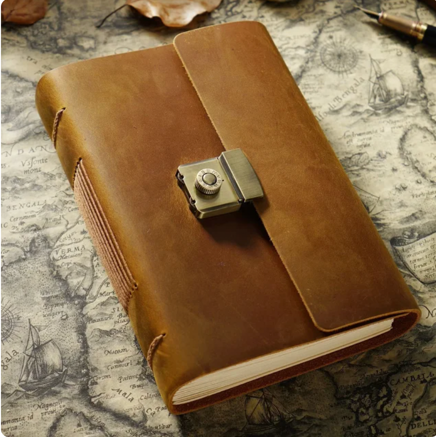Leather Sketchbook Retro Diary unisex Student A5 Size Password Notebook