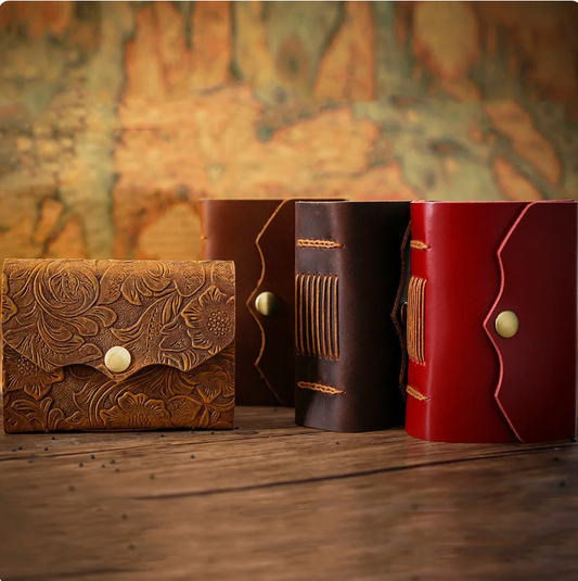 Leather Pocket Size Portable Notepad Retro Unisex Notebook Handmade Cowhide Small Diary Neutral Graffiti Book Planner