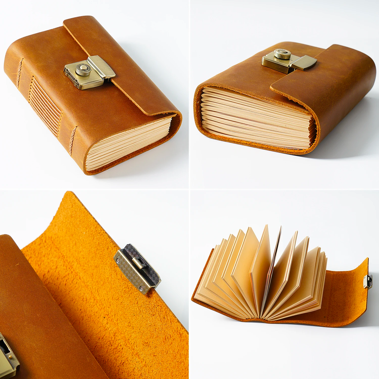 Leather Sketchbook Retro Diary unisex Student A5 Size Password Notebook