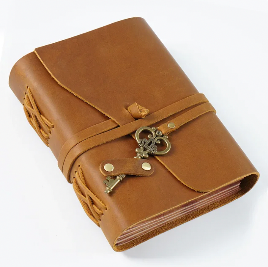 Handmade Bundled Book Diary Notepad Vintage Key's Pattern Ornament Cowhide Notebook